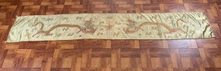 Huge Antique 1900s Chinese Silk Metallic Embroidery Wall Hanging Textile Panel