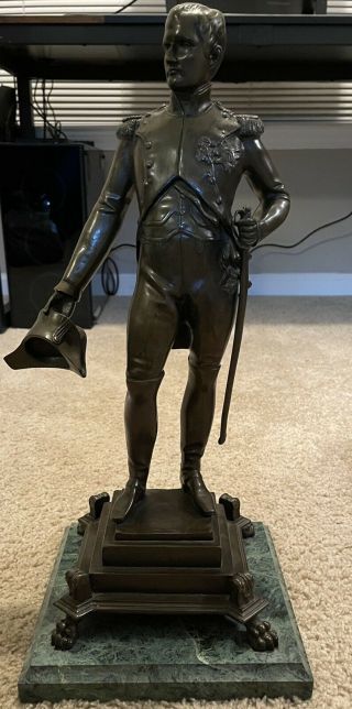 Adrian Ceciani Antique Napoleon Bronze Sculpture With Marble Base And Signature