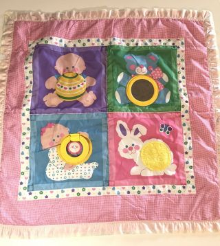 Vintage Fisher - Price 1983 Baby Activity Blanket Play Mat Pink Blue Style 137