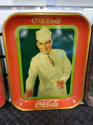1927 Vintage Coca - Cola Metal Tray " Soda Jerk " Fountain Sales Antique