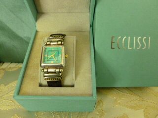 Ecclissi Sterling Ladies Watch 22490 Turquoise Face Leather Band - Box