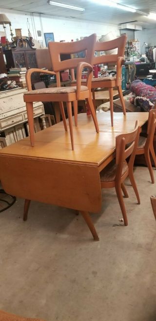 Heywood Wakefield Wishbone Butterfly Drop Leaf Dining Table 4 Chairs Plus Insert