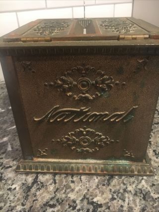 Antique National Cash Register Glass And Metal Receipt Box With Key