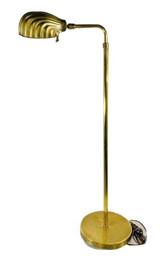1976 Chapman Brass Adjustable Floor Lamp With Shell Shade Dimmable 5 