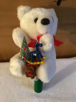 Wow Vintage House Of Lloyd White Teddy Bear W/toys Christmas Tree Topper Rare
