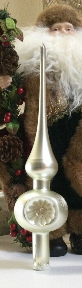 Vintage Mercury Glass Christmas Tree Topper Silver Star Bursts Sparkle 12”