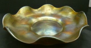 Louis Comfort Tiffany Antique Favrile Iridescent Bowl Dish Art Glass Signed Lct
