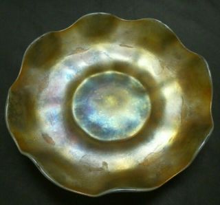 Louis Comfort Tiffany Antique Favrile Iridescent Bowl Dish Art Glass Signed LCT 3