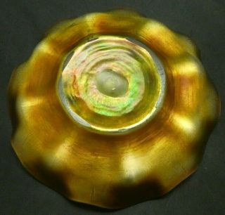 Louis Comfort Tiffany Antique Favrile Iridescent Bowl Dish Art Glass Signed LCT 4