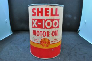 Vintage Full Shell X - 100 Motor Oil 1 Quart Metal Can Sae10w