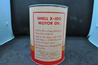 Vintage Full Shell X - 100 Motor Oil 1 Quart Metal Can SAE10W 2