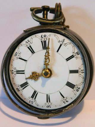 Antique Pair Case Solid Silver Verge Fusee Pocket Watch W Howard London 306