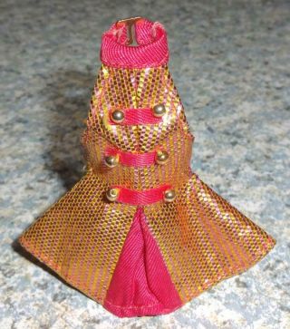 Topper Majorette Pink & Gold Metallic Dress W/ 6 Gold Buttons Dawn Doll Clothes