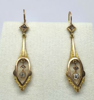 Antique 18kt Rosé Gold Earrings With 0.  20 