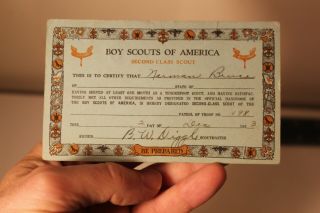 VTG 1933 BOY SCOUTS OF AMERICA SECOND CLASS AWARD CARD OVERLAND PARK,  KANSAS 3