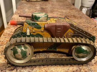 Vtg Marx Toy Tin Litho Wind Up E12 Tank 1950 