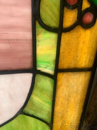Colorful Antique 1920 ' s Stained Leaded Glass Window From Chicago 4