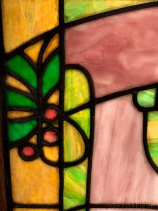 Colorful Antique 1920 ' s Stained Leaded Glass Window From Chicago 5