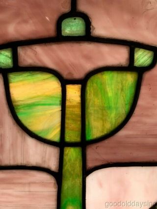 Colorful Antique 1920 ' s Stained Leaded Glass Window From Chicago 6