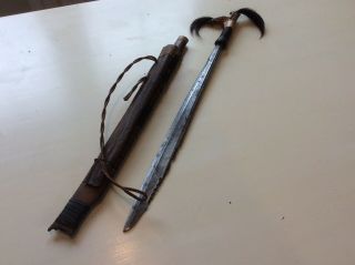 Old Antique Borneo Dayak Dyak Mandau Sword Fine Handle And Blade