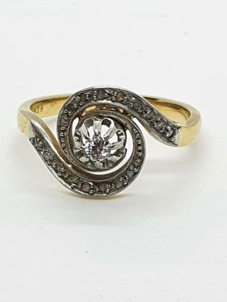 Victorian Edwardian Old European Cut Diamond Ring Gold 18k & Platinum