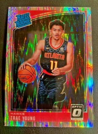 2018 - 19 Panini Optic Trae Young Shock Prizm Refractor 198 Rookie Rc Hot