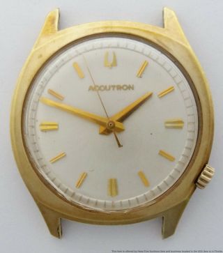 Vintage Bulova Accutron 218 Tuning Fork Gold Plated Mens Wrist Watch To Fix