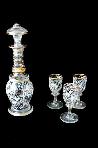 Antique Bohemian Art Nouveau Harrach Drinking Glass Set 1880 - 1900