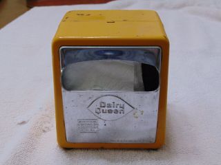 Vintage Double Sided Dairy Queen Napkin Dispenser Metal Yellow 1979