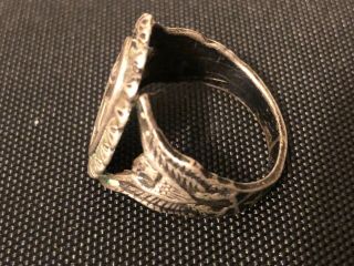 Vintage Sterling Army Signal Corps Ring W/ Flag,  Eagles and one Star 2