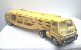 Vintage Tonka Semi Truck Car Hauler Trailer Pressed Steel Toy 27 In Long
