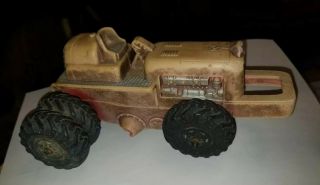 Antique Vintage Hard Rubber Auburn? Tractor Farm Toy 6 - Wheel 7.  5 " L