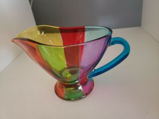 Vintage,  Fused Glass,  Multi Color,  Gold Lines Creamer Gravy Boat Pasabahce? 27