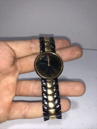 Vintage Mens Bulova Black Gold Wrist Watch Needs Battery