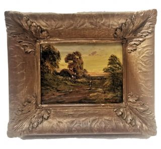 Antique Old Painting Oil On Canvas Signed Daubigny Framed