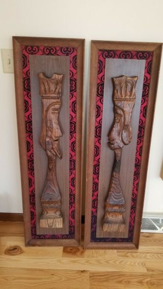 Vintage King Queen Witco Carved 3 - D Tiki Wood Sculpture Mid Century Modern Mcm