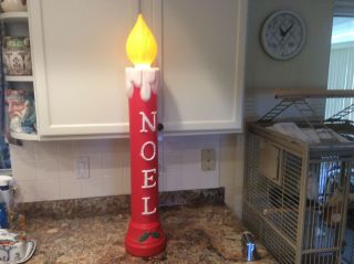 1988 Vintage Tpi Red Lighted 38 " Blow Mold Christmas Noel Candle Near