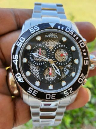 Invicta Pro Diver Chronograph Black Dial Stainless Steel Men 