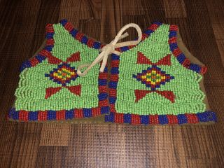Antique 1930’s Native American Sioux / Plains Indian Beaded Infant / Baby Vest 3