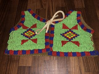 Antique 1930’s Native American Sioux / Plains Indian Beaded Infant / Baby Vest 4
