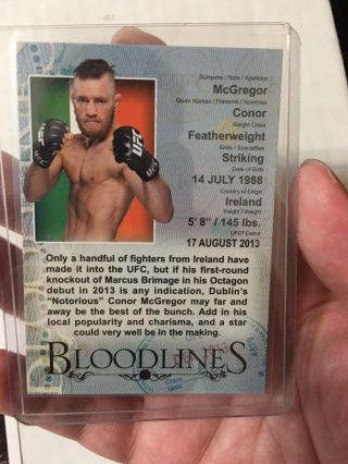 Conor McGregor 2013 Topps Ufc Bloodlines Rookie Rc and Sketch Card Print 2