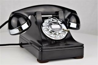 Vintage Antique Western Electric 302 Rotary Dial Telephone W/ Chrome Trim