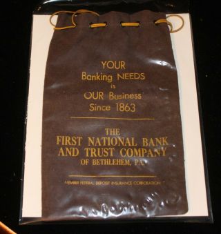 Vintage Cloth Bank Bag From The Former First National Bank Of Bethlehem