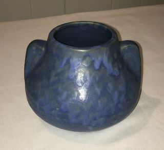 Vintage Brush Mccoy Vase,  716,  Art Vellum,  Mottled Matte Blue,  Circa 1920s - 30s