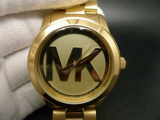 Old Stock Michael Kors Runway Mk5473 Gold Plated Quartz Women Watch
