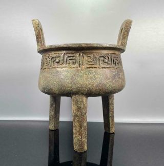 Old Antique Chinese Bronze Ding Incense Burner (k500)