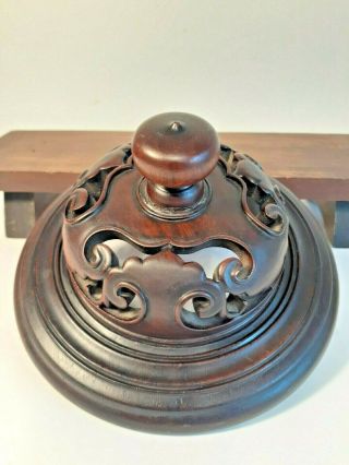 Antique Chinese Carved Hard Wood Ginger Jar Lid - Cover