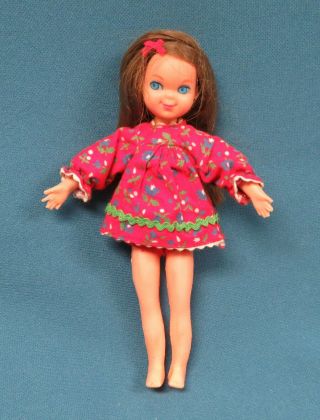 Vintage Mattel Barbie Tutti Doll With Red Print Dress & Undies