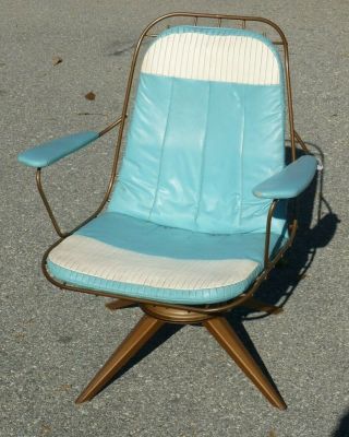 Vintage Homecrest Mid Century Rocker / Swivel Wire Chair W/ Pad