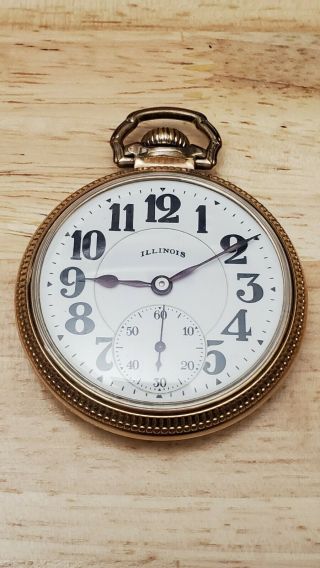 Antique Illinois 60hr Bunn Special Pocket Watch 10k Gf 21 Jewel Broken Bal Staff